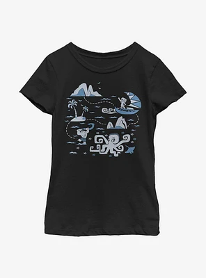 Disney Moana Voyage Collage Youth Girls T-Shirt