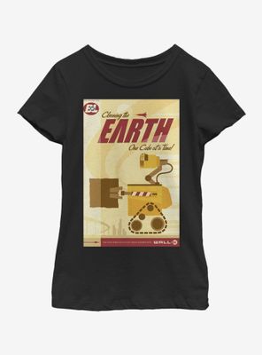 Disney Pixar WALL-E Cleaning The Earth Poster Youth Girls T-Shirt