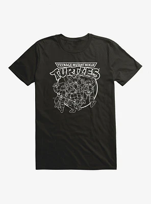 Teenage Mutant Ninja Turtles Group Fight Pose Outline T-Shirt