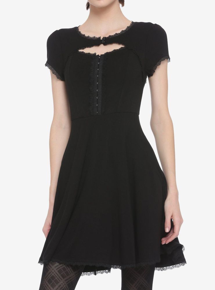 Black High Neck Keyhole Dress