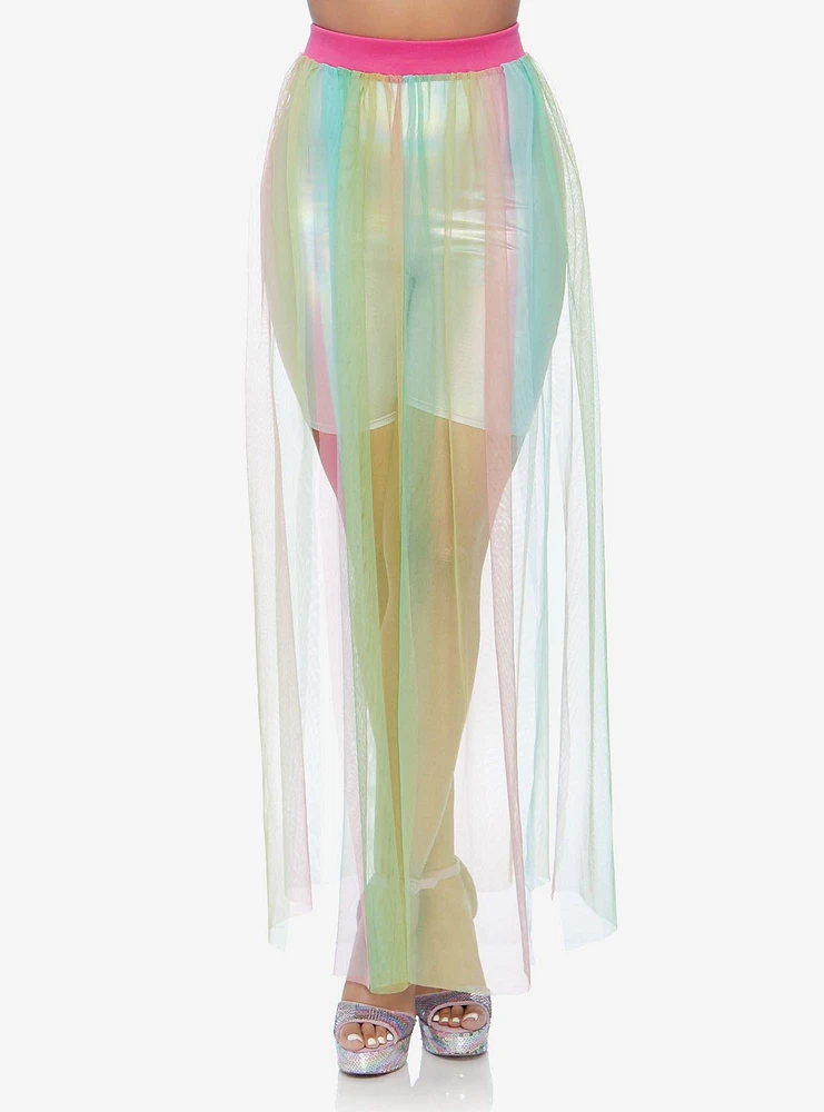 Multicolor Multi Slit Sheer Skirt