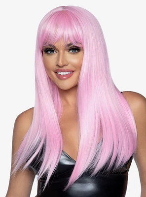 Long Straight Bang Wig Pink