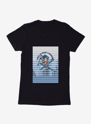 Sonic The Hedgehog Skiing Womens T-Shirt