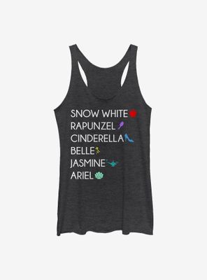 Disney Princesses Name Stack Womens Tank Top