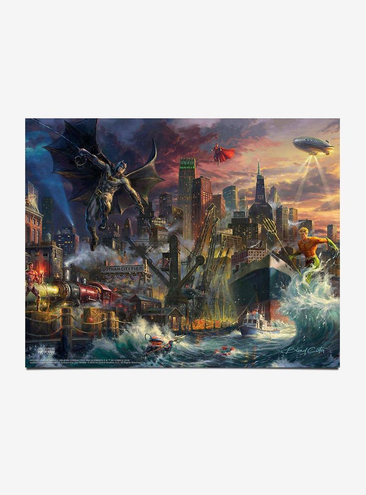 DC Comics Justice League Showdown at Gotham City Pier Art Print