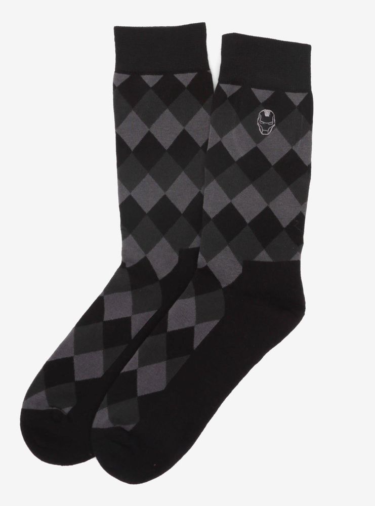 Boxlunch Marvel Iron Man Argyle Black Socks