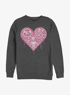 Marvel Avengers Heart Emblems Crew Sweatshirt