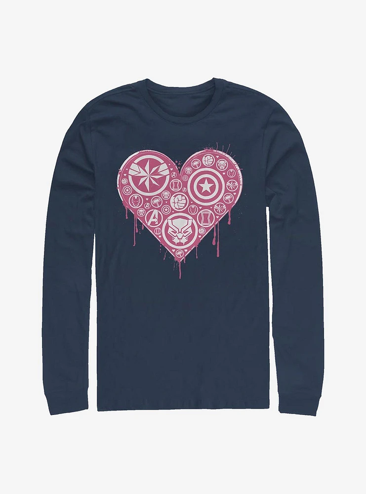 Marvel Avengers Heart Emblems Long-Sleeve T-Shirt