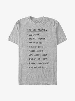 Marvel Captain America Cap List T-Shirt