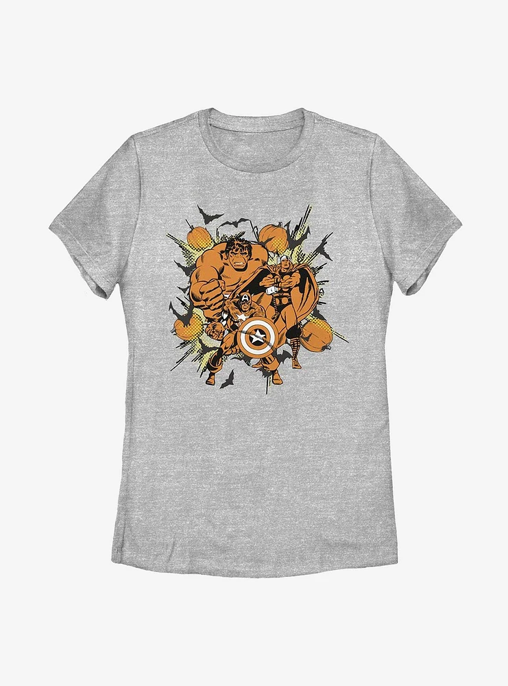Marvel Avengers Group Pumpkin Womens T-Shirt