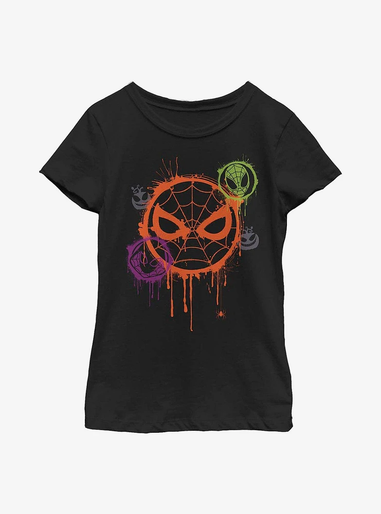 Marvel Avengers Spooky Spider Stencil Youth Girls T-Shirt