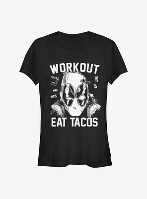 Marvel Deadpool Workout Tacos Girls T-Shirt