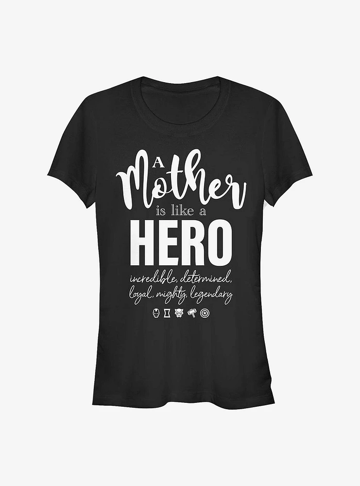 Marvel Avengers A Mother Hero Quote Girls T-Shirt