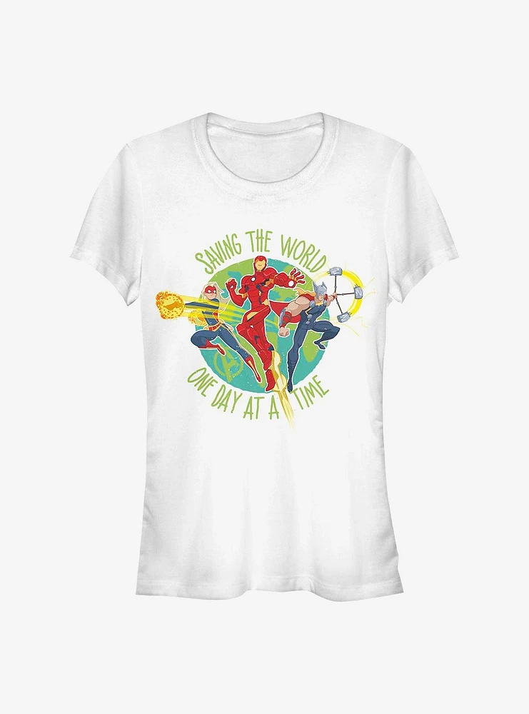 Marvel Avengers Saving The World Girls T-Shirt