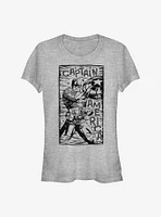 Marvel Captain America Stencil Girls T-Shirt