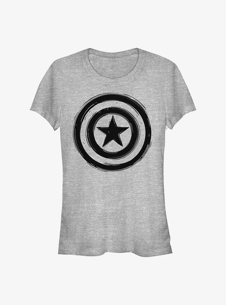 Marvel Captain America Woodcut Cap Girls T-Shirt