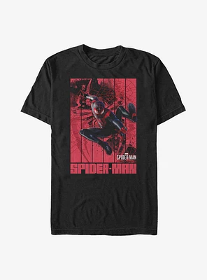 Marvel Spider-Man Panel Miles Morales Paint T-Shirt