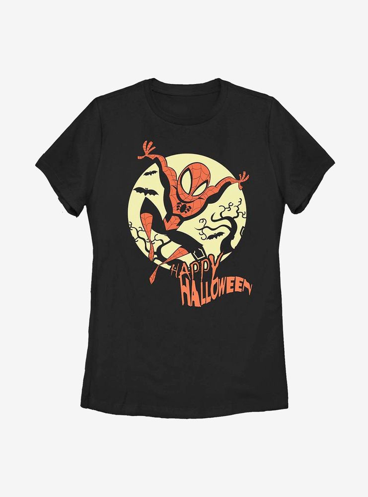 Marvel Spider-Man Halloween Moon Womens T-Shirt