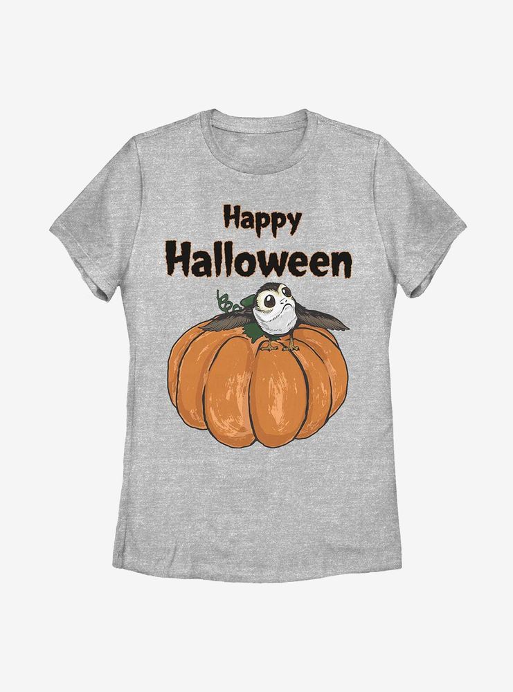 Star Wars Porg On A Pumpkin Womens T-Shirt