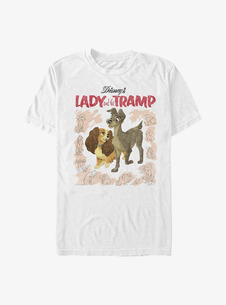 Disney Lady And The Tramp Vintage Cover T-Shirt