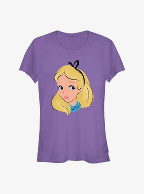 Disney Alice Wonderland Big Face Girls T-Shirt