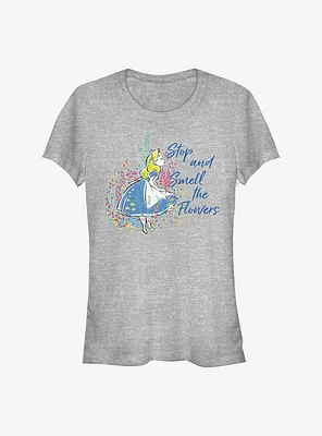 Disney Alice Wonderland Smell The Flowers Girls T-Shirt