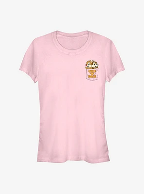 Disney Chip N' Dale Chipmunk Faux Pocket Girls T-Shirt