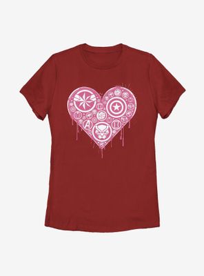 Marvel Avengers Heart Emblems Womens T-Shirt