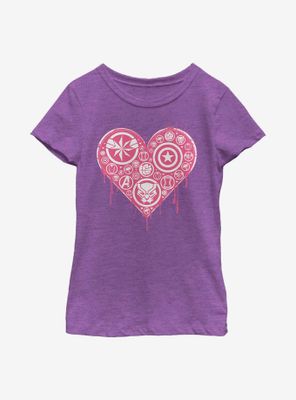 Marvel Avengers Heart Emblems Youth Girls T-Shirt