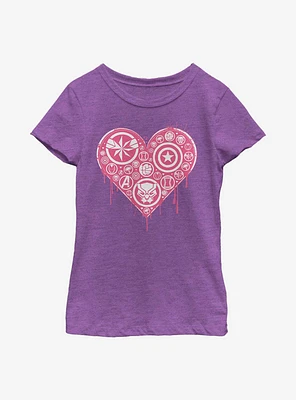 Marvel Avengers Heart Emblems Youth Girls T-Shirt
