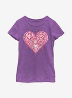 Marvel Avengers Heart Emblems Youth Girls T-Shirt