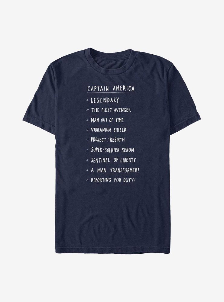 Marvel Captain America Cap List T-Shirt