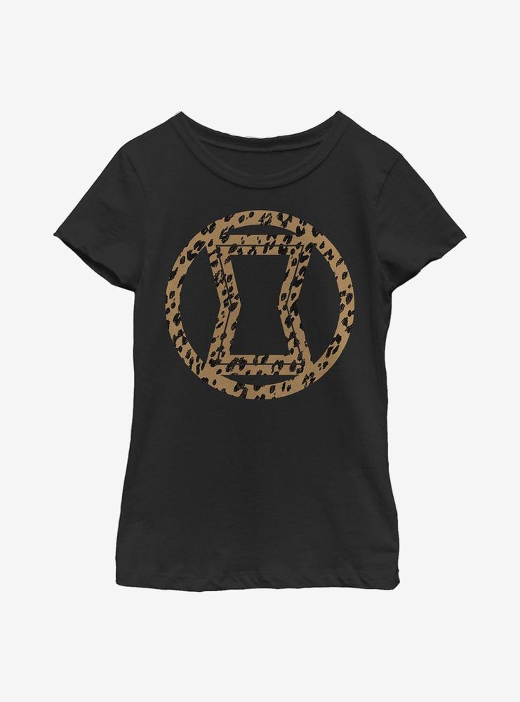 Marvel Black Widow Icon Leopard Fill Youth Girls T-Shirt