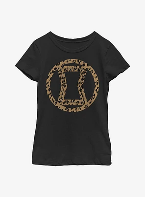 Marvel Black Widow Icon Leopard Fill Youth Girls T-Shirt