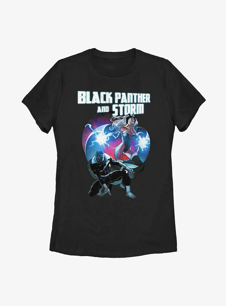 Marvel Black Panther Hero Couple Heart Womens T-Shirt