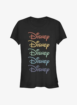 Disney Classic Logo Rainbow Stacked Girls T-Shirt