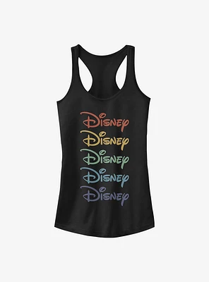 Disney Classic Logo Rainbow Stacked Girls Tank