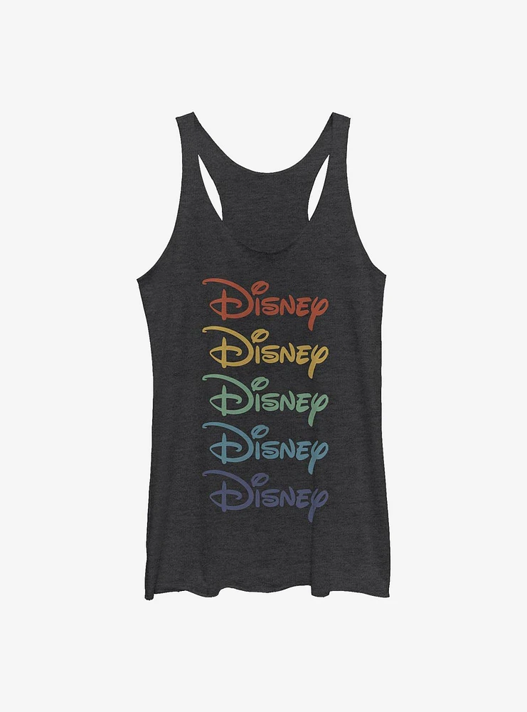 Disney Classic Rainbow Stacked Logo Girls Tank
