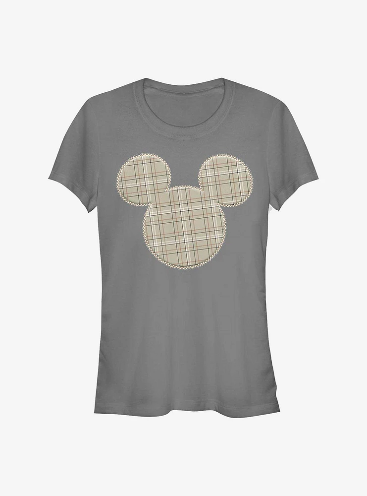 Disney Mickey Mouse Plaid Patch Girls T-Shirt