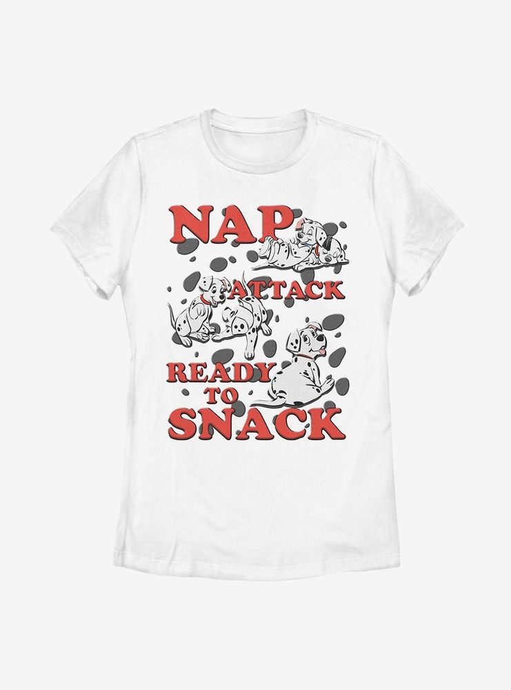 Disney 101 Dalmatians Nap Attack Snack Pups Womens T-Shirt