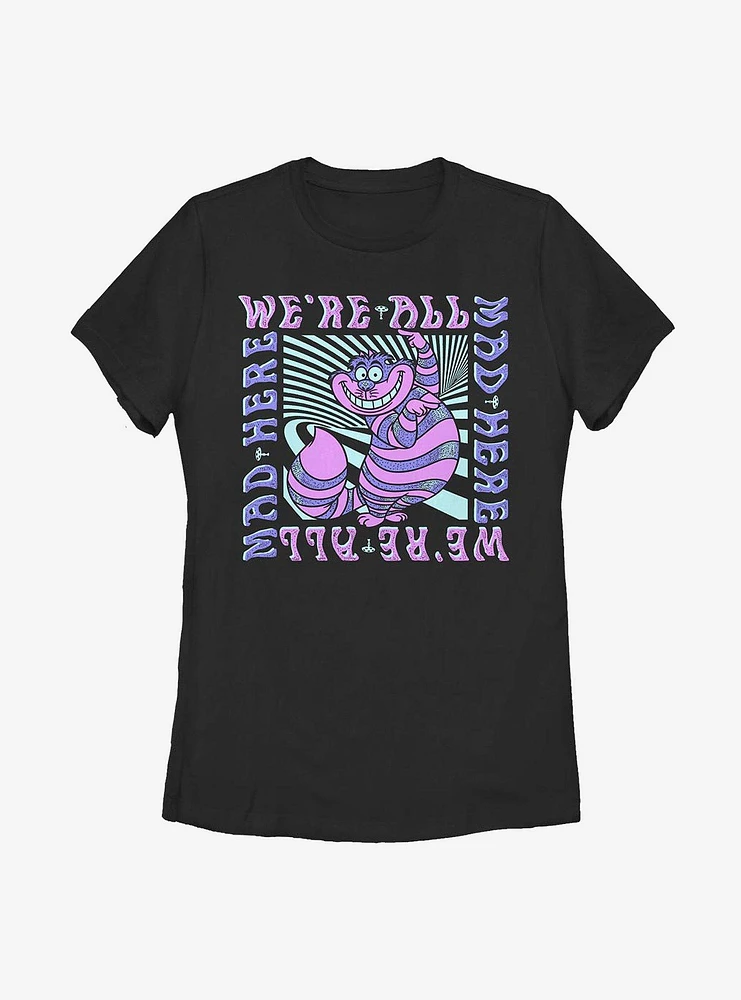 Disney Alice Wonderland Mad Here Trip Womens T-Shirt