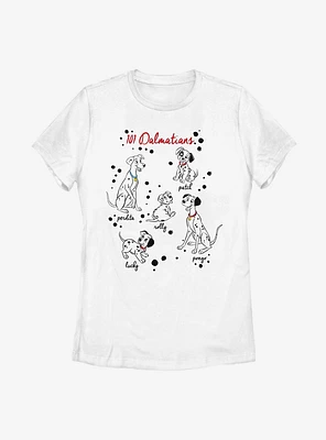 Disney 101 Dalmatians Puppy Names Womens T-Shirt