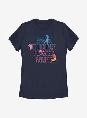 Disney Bambi Characters Names Stacked Womens T-Shirt