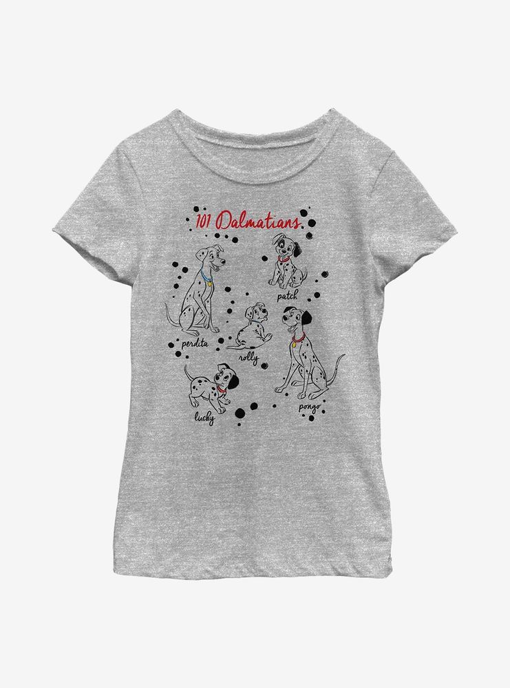 Disney 101 Dalmatians Puppy Names Youth Girls T-Shirt