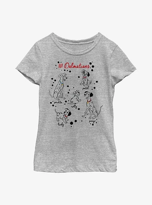 Disney 101 Dalmatians Puppy Names Youth Girls T-Shirt
