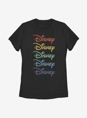 Disney Classic Rainbow Stacked Womens T-Shirt