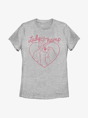 Disney Lady And The Tramp Love Pups Womens T-Shirt