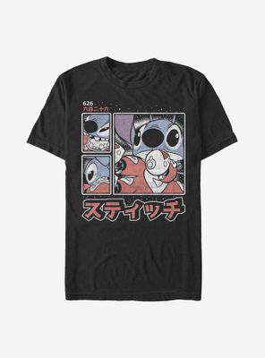 Disney Lilo And Stitch Japanese Text T-Shirt