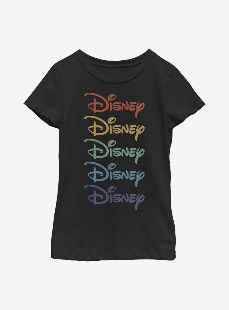 Disney Classic Rainbow Stacked Youth Girls T-Shirt