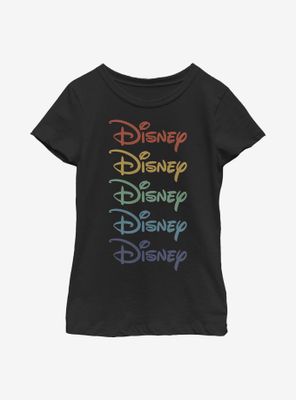 Disney Classic Rainbow Stacked Youth Girls T-Shirt